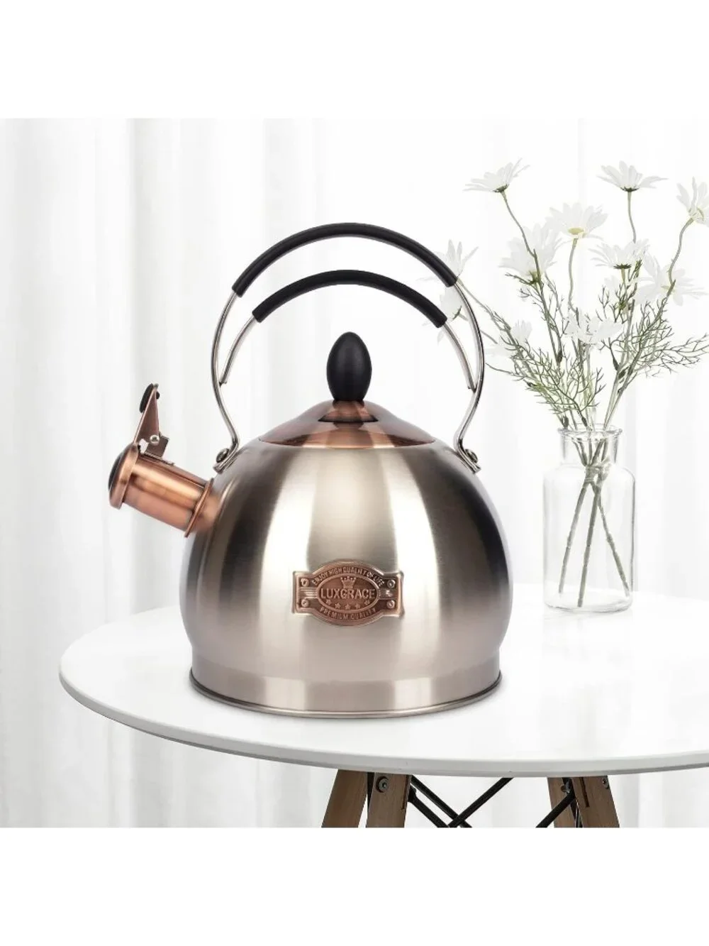 2.6 Quart Silver Stainless Steel Kitchen Tea kettle Whistling Stovetop Induction